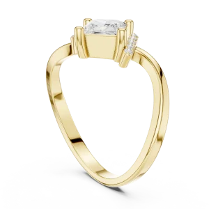 Ethereal Princess Solitaire Linear Accent Engagement Ring - Image 3