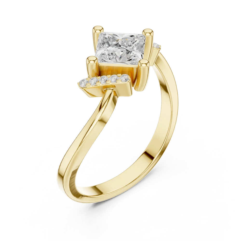 Experience the brilliant allure of this Princess Solitaire engagement ring. Featuring high-clarity DIAMEUR lab-grown diamonds, discover luxury today.
