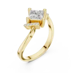 Ethereal Princess Solitaire Linear Accent Engagement Ring