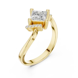 Ethereal Princess Solitaire Linear Accent Engagement Ring