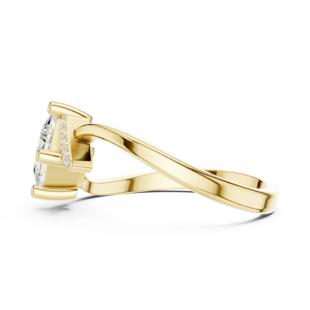 Ethereal Princess Solitaire Linear Accent Engagement Ring - Image 4