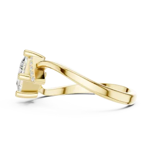 Ethereal Princess Solitaire Linear Accent Engagement Ring - Image 4