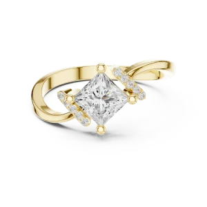 Ethereal Princess Solitaire Linear Accent Engagement Ring - Image 2