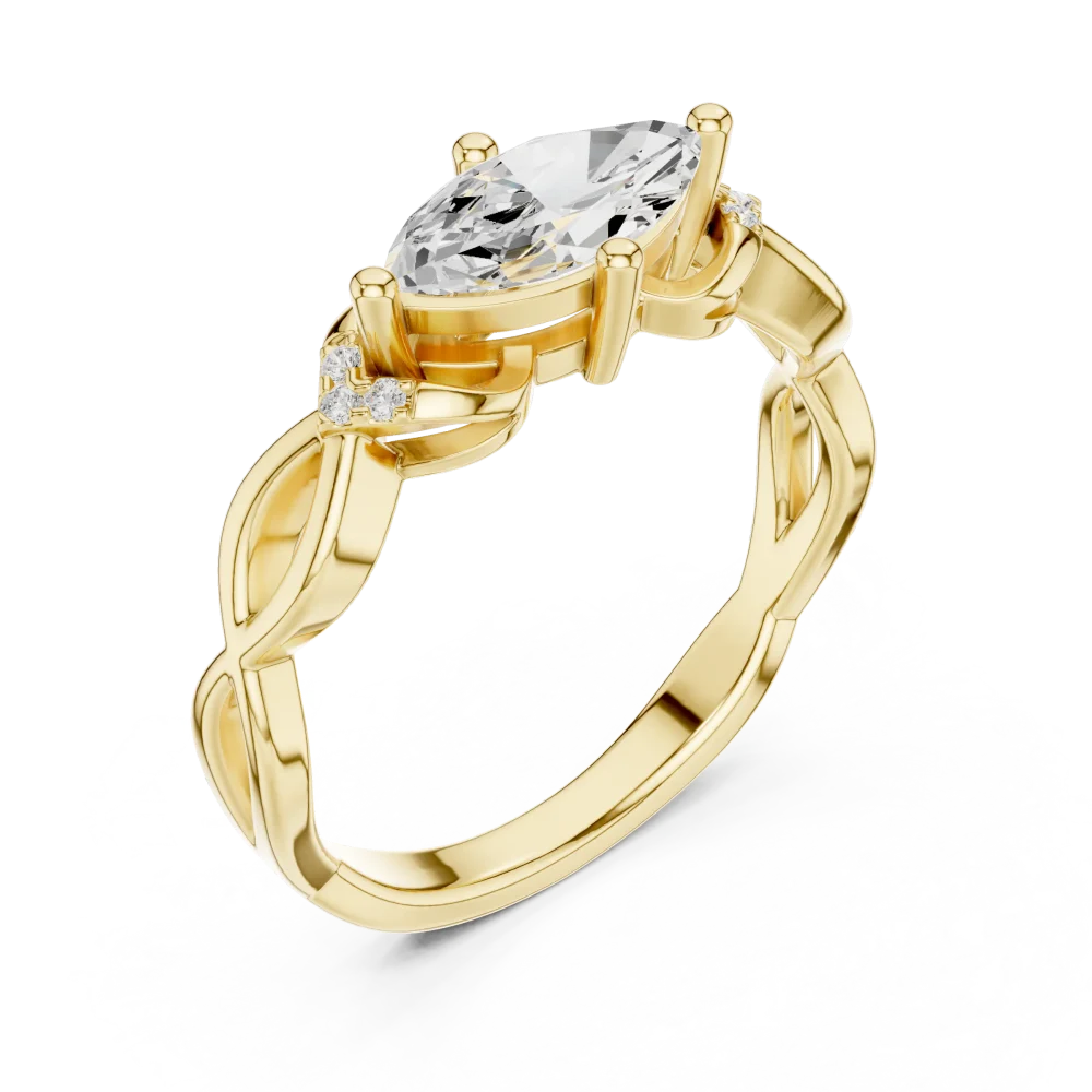 Discover the elegance of our marquise and round brilliant-cut DIAMEUR diamond ring. A refined modern classic designed for effortless everyday luxury.