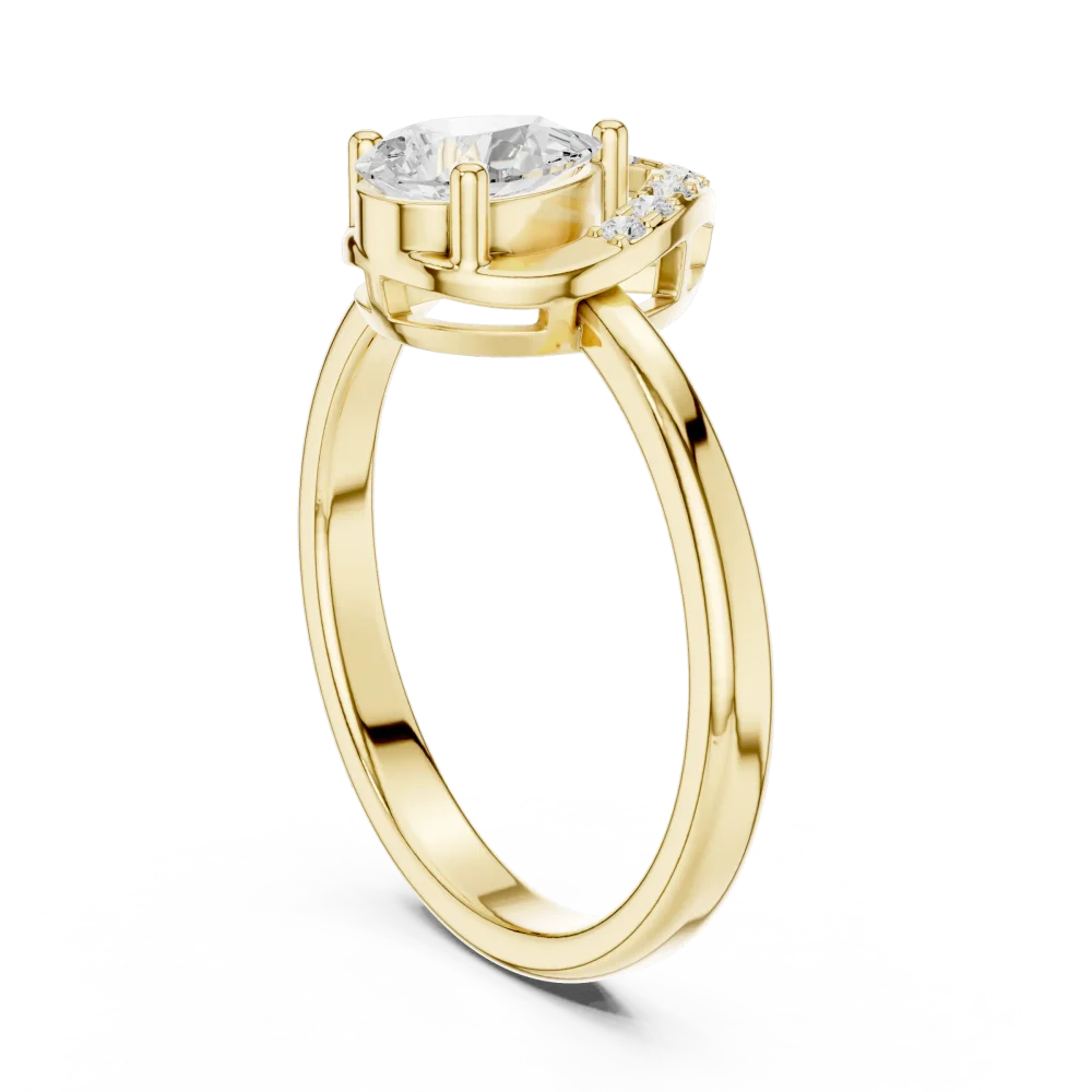 Ethereal Pear Cut Sculptural Halo Accent Ring - Image 3