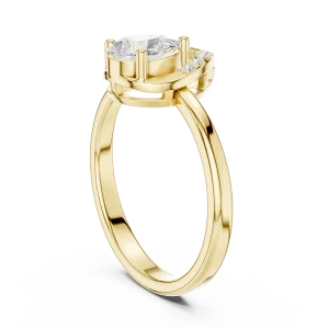 Ethereal Pear Cut Sculptural Halo Accent Ring - Image 3