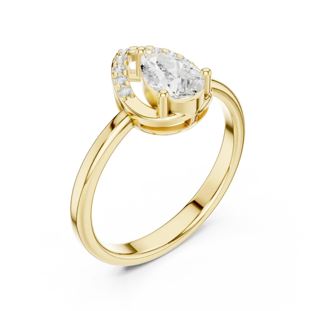 Discover the radiant beauty of this pear-cut DIAMEUR lab-grown diamond accent ring. A refined architectural masterpiece for your jewelry collection.