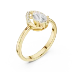 Ethereal Pear Cut Sculptural Halo Accent Ring