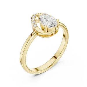 Ethereal Pear Cut Sculptural Halo Accent Ring