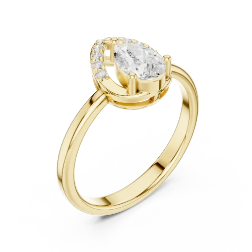 Ethereal Pear Cut Sculptural Halo Accent Ring