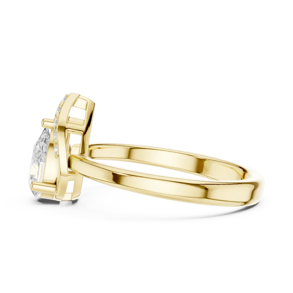 Ethereal Pear Cut Sculptural Halo Accent Ring - Image 4