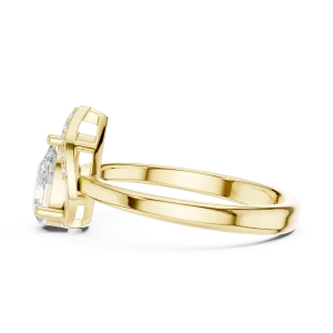Ethereal Pear Cut Sculptural Halo Accent Ring - Image 4