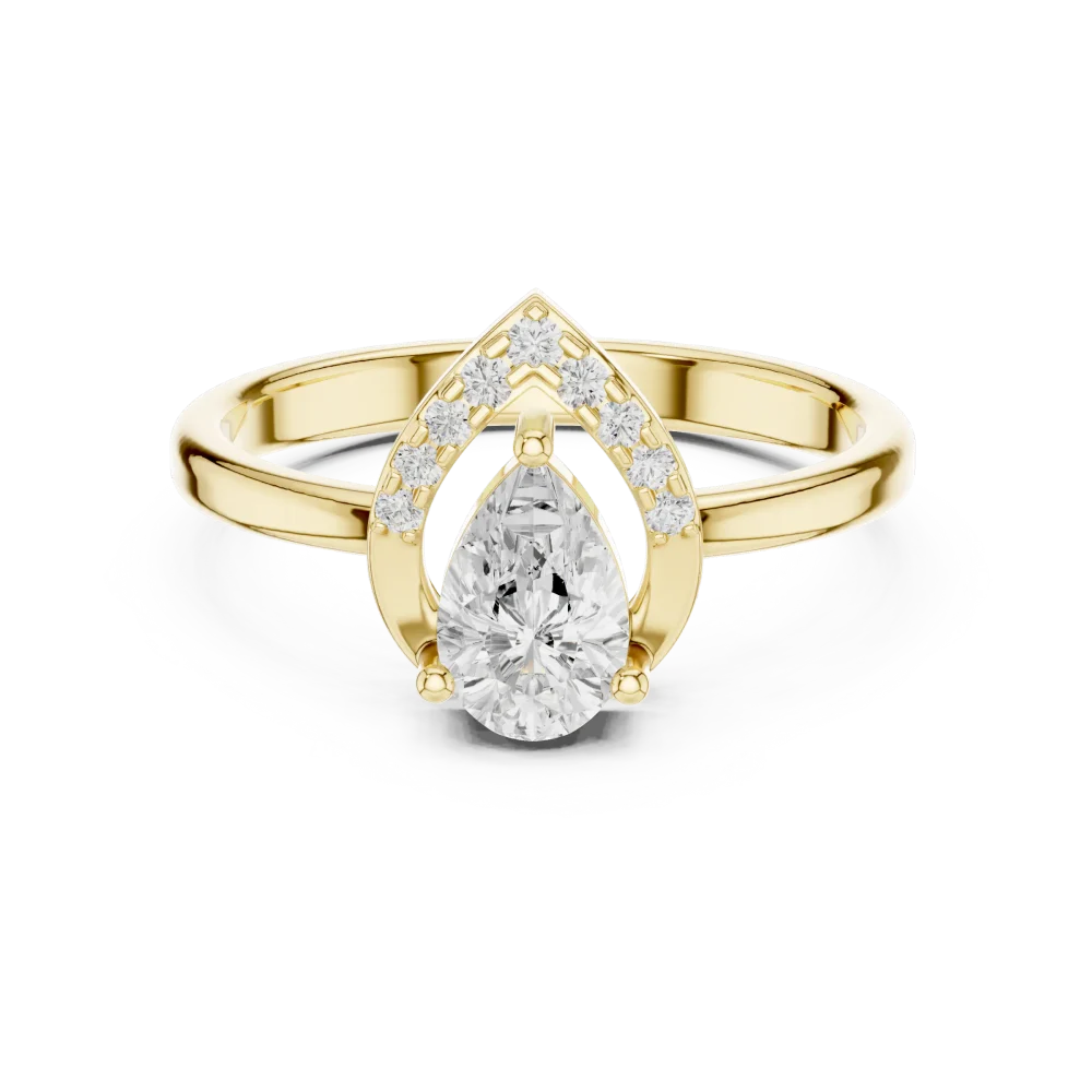 Ethereal Pear Cut Sculptural Halo Accent Ring - Image 2