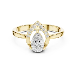 Ethereal Pear Cut Sculptural Halo Accent Ring - Image 2