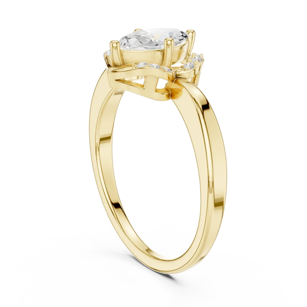 Marquise Silhouette Pavé Halo Accent Ring - Image 3