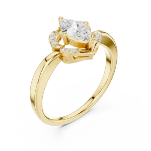 Marquise Silhouette Pavé Halo Accent Ring