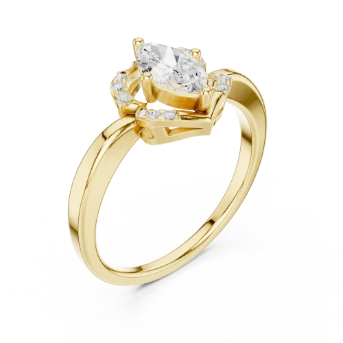 Marquise Silhouette Pavé Halo Accent Ring