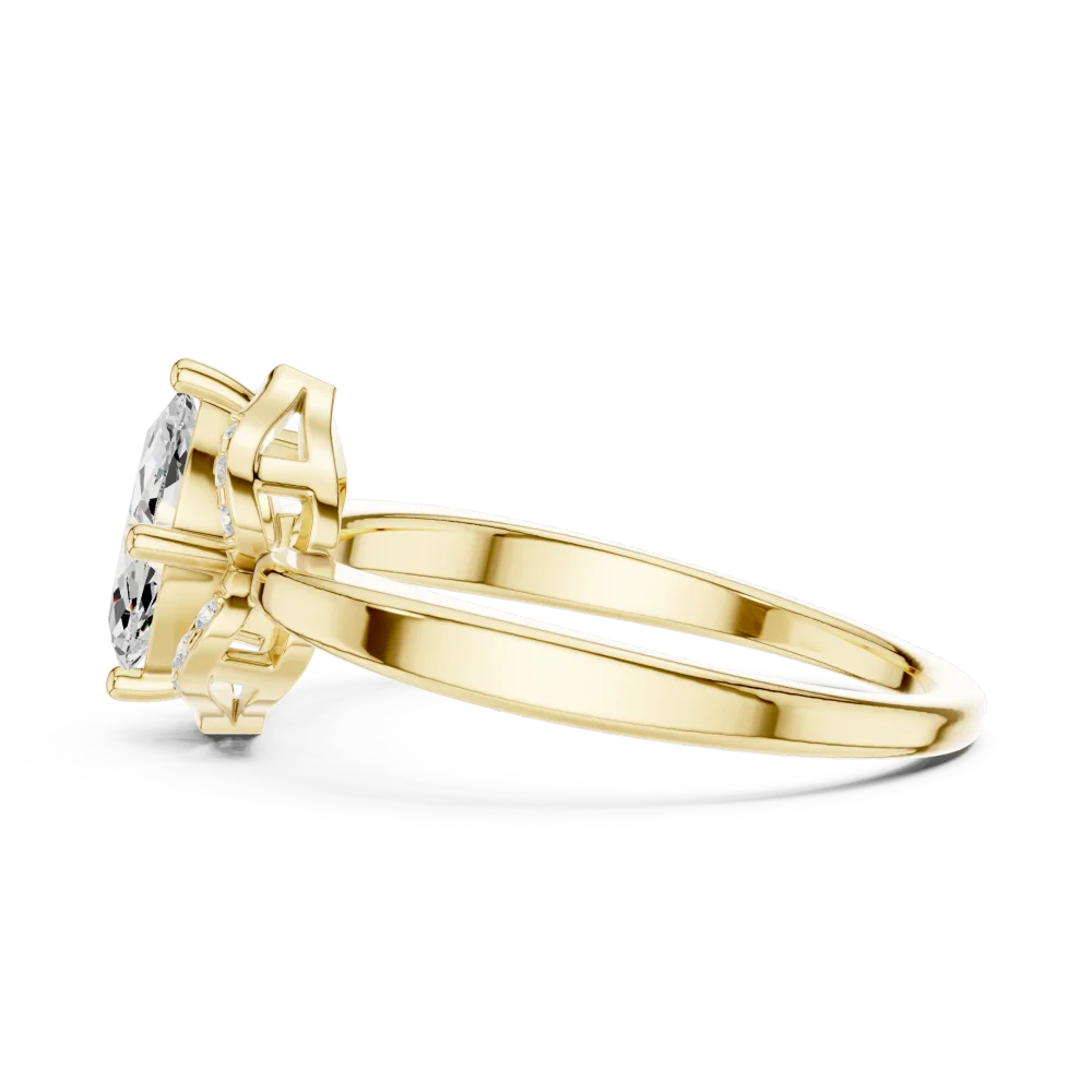 Marquise Silhouette Pavé Halo Accent Ring - Image 4