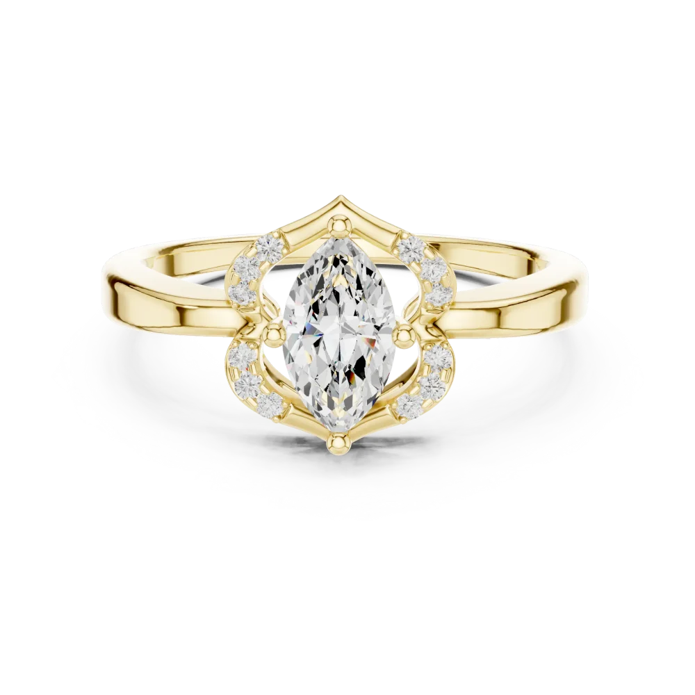 Marquise Silhouette Pavé Halo Accent Ring - Image 2