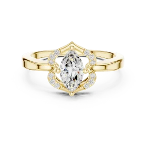 Marquise Silhouette Pavé Halo Accent Ring - Image 2