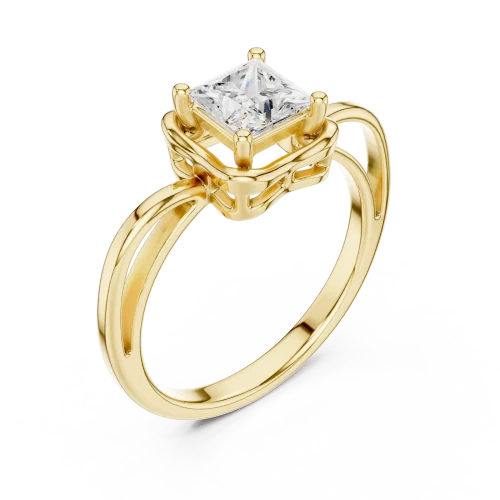 Ethereal Princess Cut Architectural Solitaire Ring