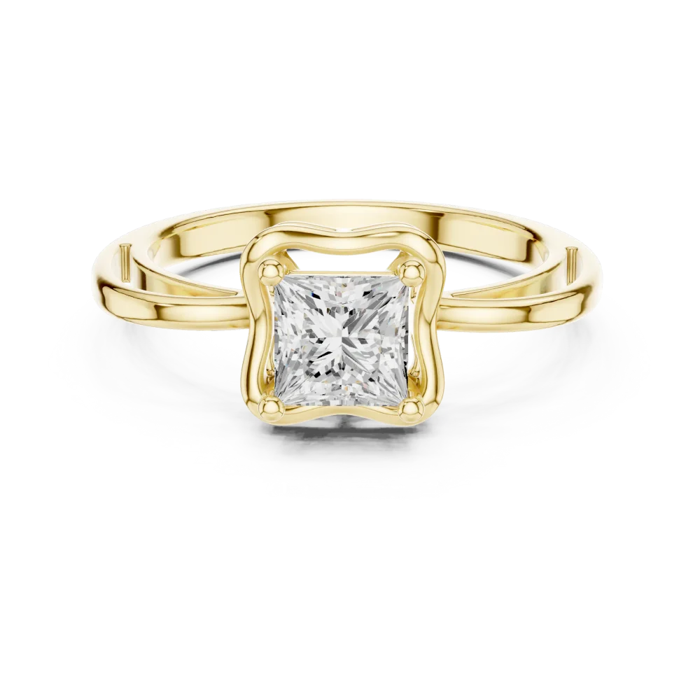 Ethereal Princess Cut Architectural Solitaire Ring - Image 2