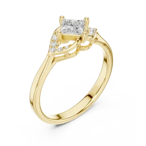 Symmetry Princess Cut Geometric Accent Ring