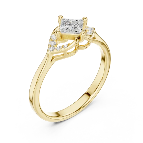 Symmetry Princess Cut Geometric Accent Ring