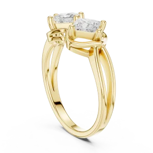 Geometric Princess Cut Fluid Contour Two-Stone Ring - Image 3