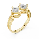 Geometric Princess Cut Fluid Contour Two-Stone Ring