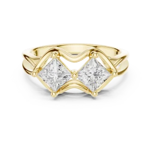 Geometric Princess Cut Fluid Contour Two-Stone Ring - Image 2
