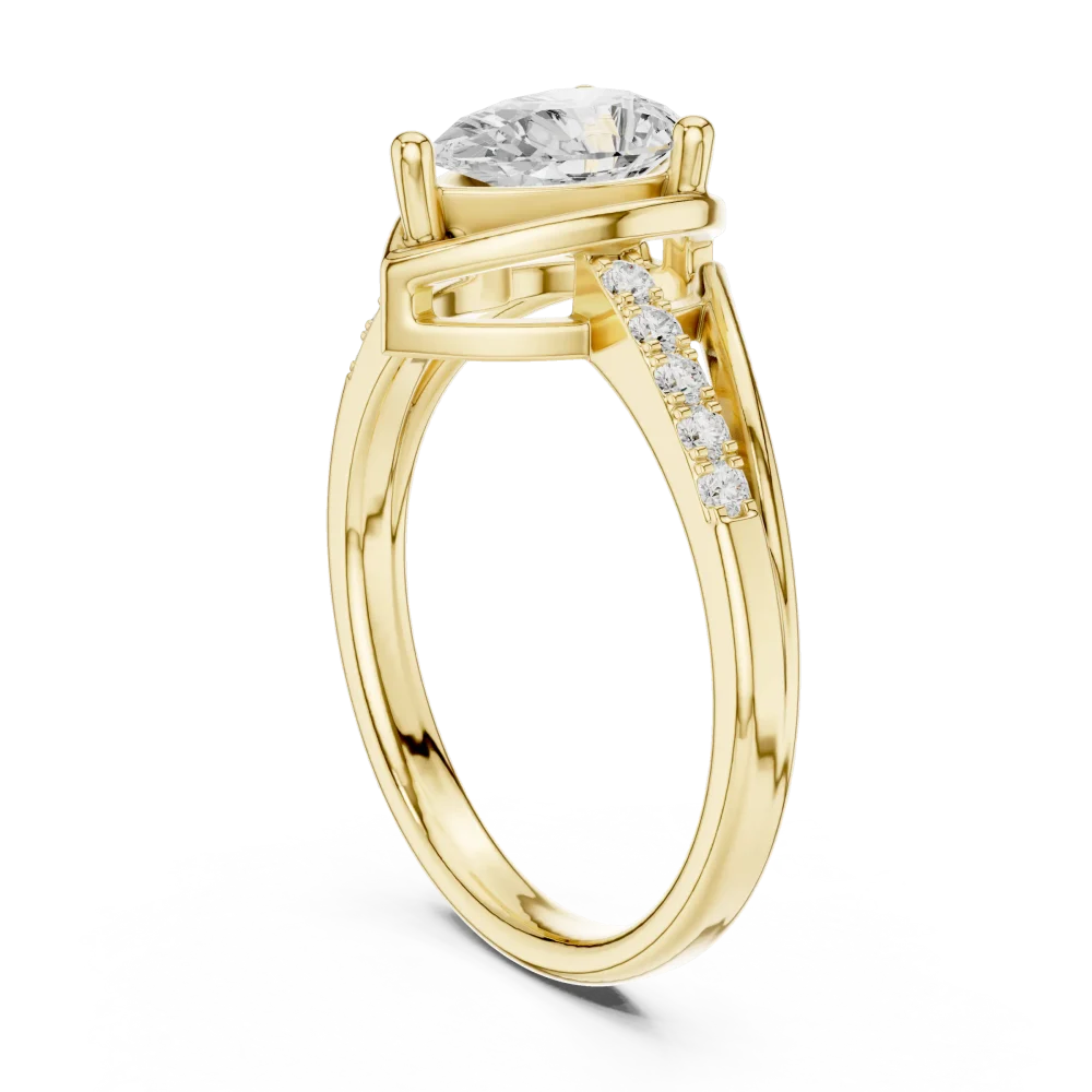 Ethereal Pear Cut Solitaire Ring with Pavé Accents - Image 3