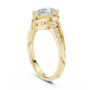 Ethereal Pear Cut Solitaire Ring with Pavé Accents - Image 3
