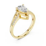 Ethereal Pear Cut Solitaire Ring with Pavé Accents