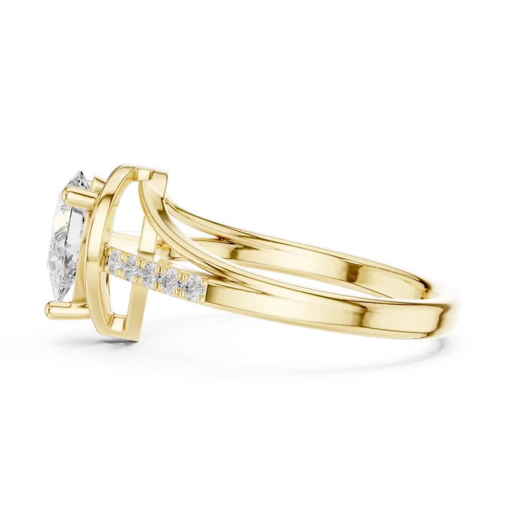 Ethereal Pear Cut Solitaire Ring with Pavé Accents - Image 4