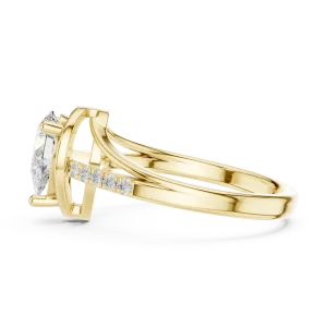 Ethereal Pear Cut Solitaire Ring with Pavé Accents - Image 4
