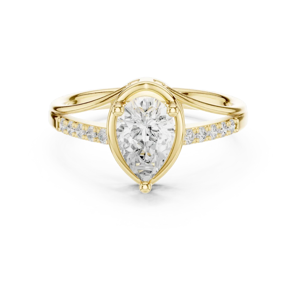 Ethereal Pear Cut Solitaire Ring with Pavé Accents - Image 2