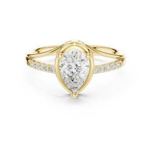 Ethereal Pear Cut Solitaire Ring with Pavé Accents - Image 2