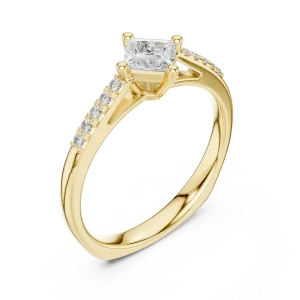 Symmetry Princess Cut Accent Engagement Ring