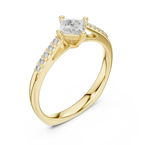 Symmetry Princess Cut Accent Engagement Ring