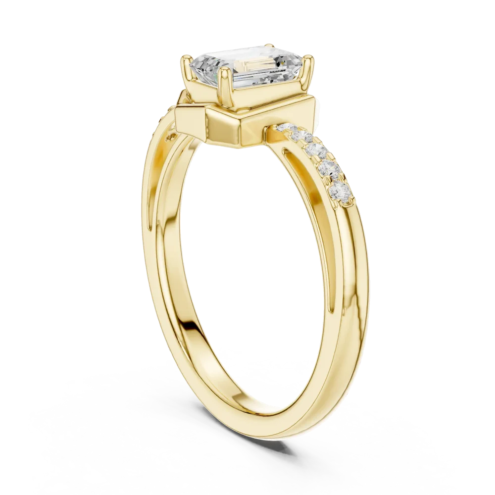 Modern Architectural Emerald Cut Solitaire Engagement Ring - Image 3