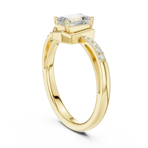 Modern Architectural Emerald Cut Solitaire Engagement Ring - Image 3
