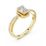 Modern Architectural Emerald Cut Solitaire Engagement Ring