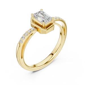 Modern Architectural Emerald Cut Solitaire Engagement Ring