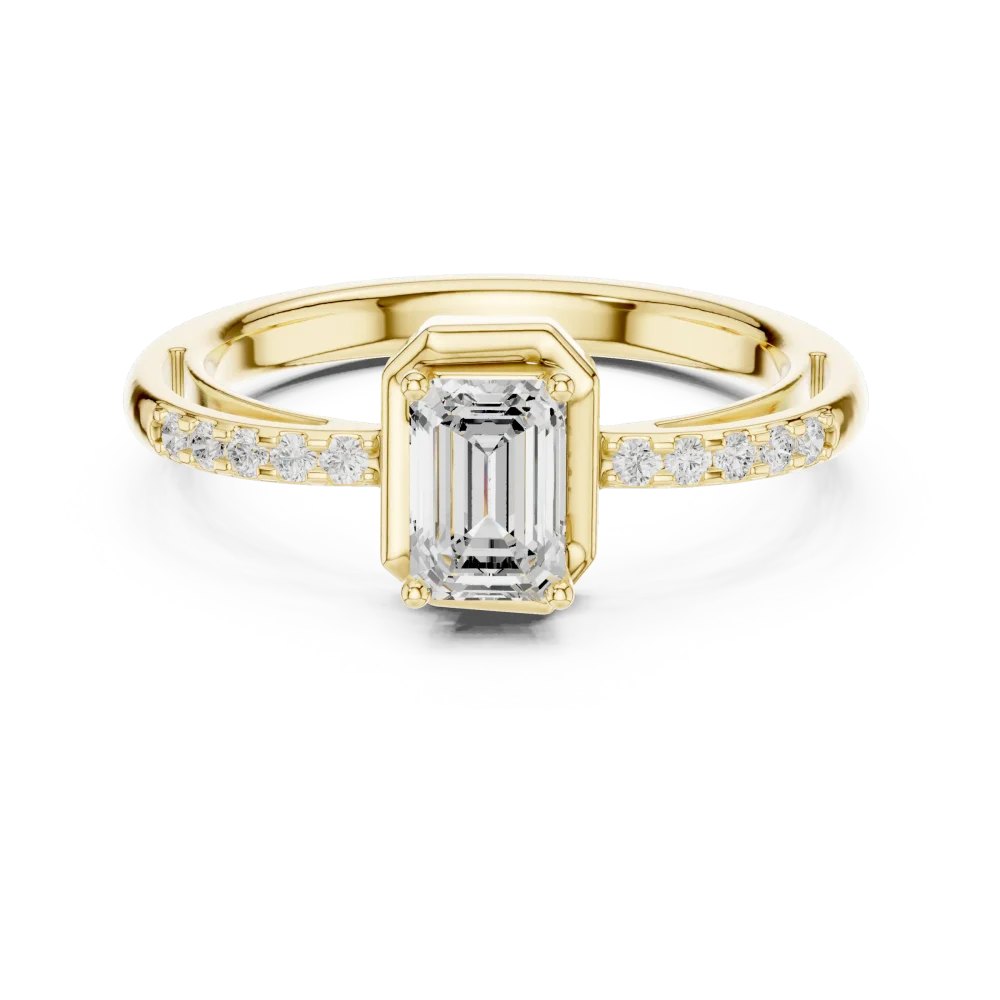 Modern Architectural Emerald Cut Solitaire Engagement Ring - Image 2