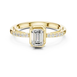 Modern Architectural Emerald Cut Solitaire Engagement Ring - Image 2