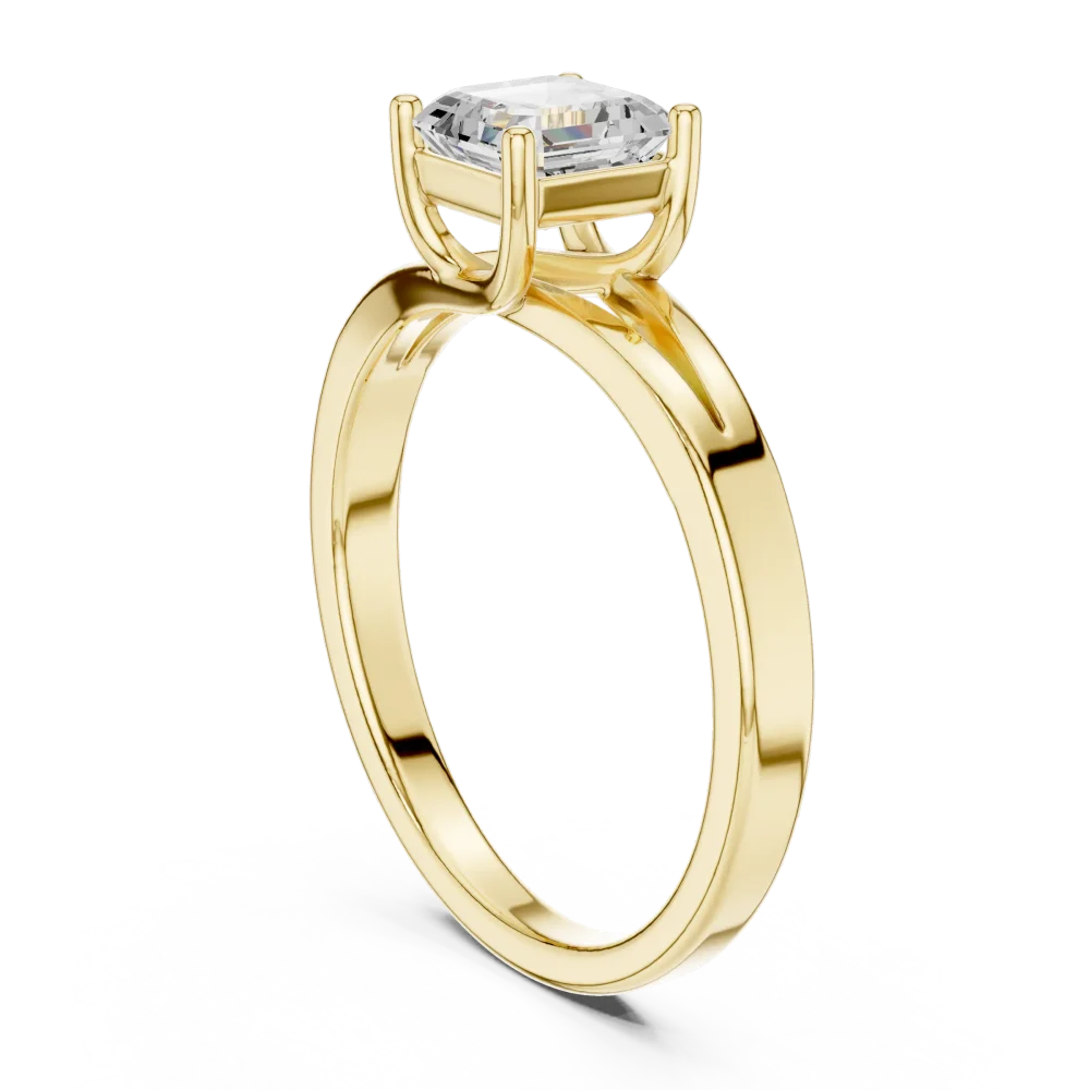 Ethereal Emerald Cut Architectural Solitaire Engagement Ring - Image 3