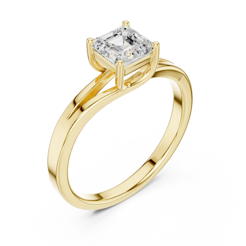 Experience the timeless beauty of this architectural emerald cut solitaire engagement ring. Featuring a brilliant DIAMEUR stone. Shop yours today.