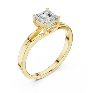 Ethereal Emerald Cut Architectural Solitaire Engagement Ring
