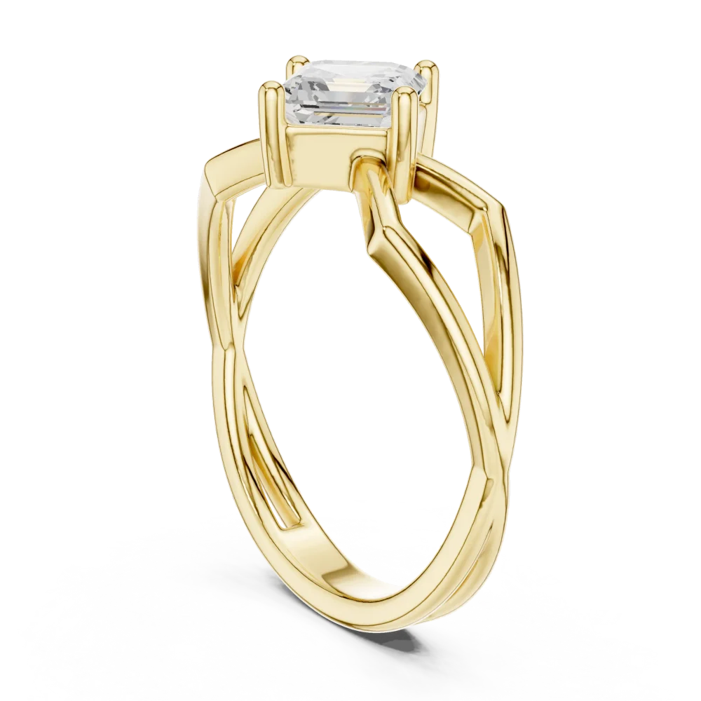 Ethereal Emerald Cut Architectural Solitaire Ring - Image 3